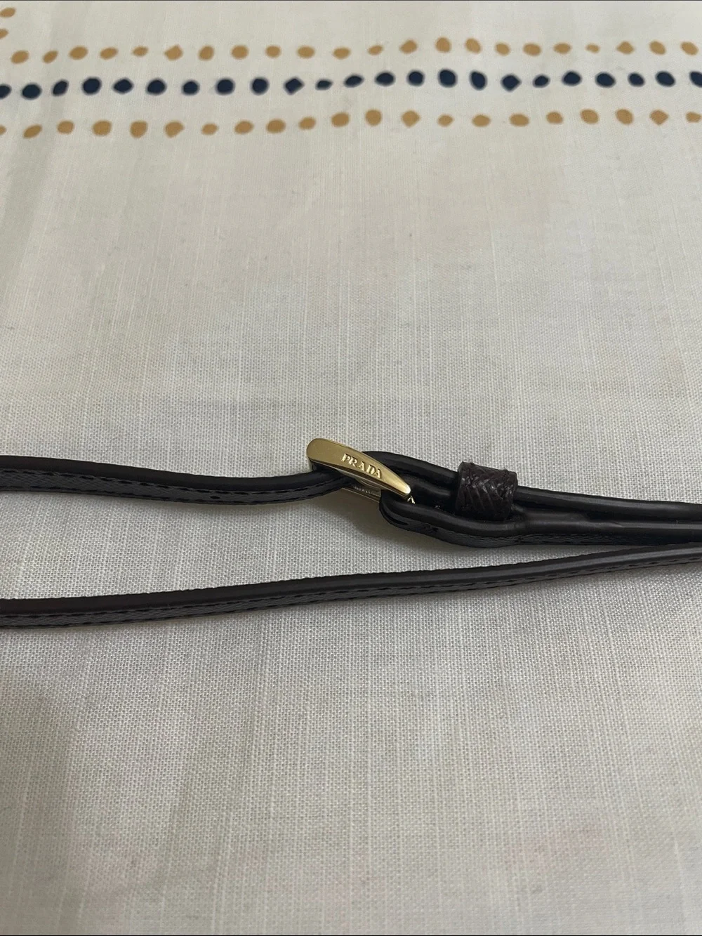 Prada burgundy Leather Wristlet Strap with Gold Hardware